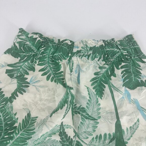H&M Womens Linen Blend Tropical Print Shorts Size S Green & White - Picture 7 of 7